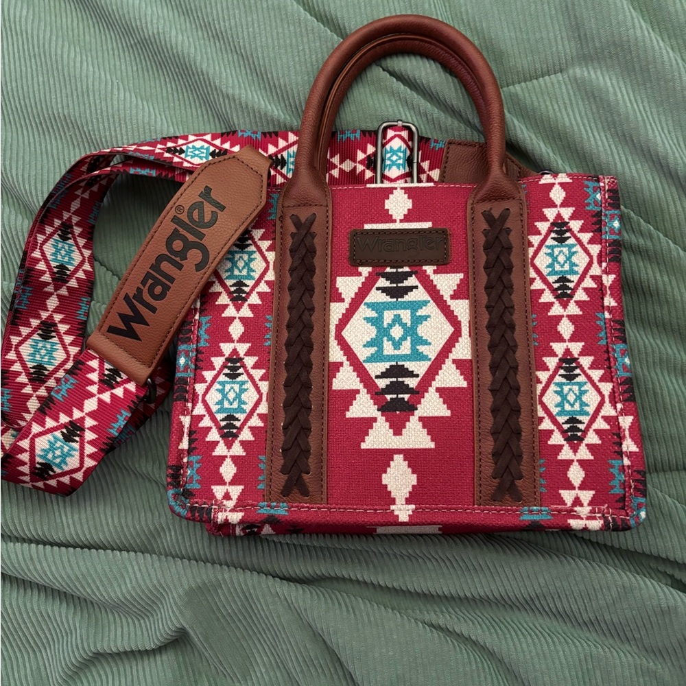 Wrangler Red and Brown Patterned Women's Bag
